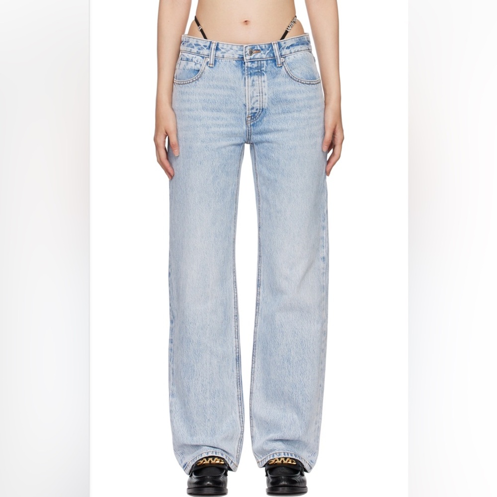 Alexander Wang Diamante Logo Strap Layer Jeans